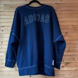 Adidas Sweatshirt Navy Blue Brand Name Decor Crewneck Cozy Men's Size 2X